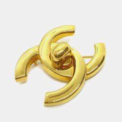 مملوكة مسبقًا Chanel Turnlock Brooch Pin Gold Large