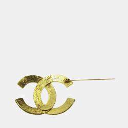 مملوكة مسبقًا Chanel Cc Brooch Pin Gold