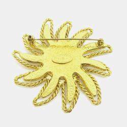 مملوكة مسبقًا Chanel Sun Brooch Pin Gold