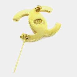 Pre Owned Chanel Turnlock Brooch Pin Gold Large