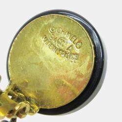 Pre Owned Chanel Artificial Pearl Dangle Earrings Clip-On Black White