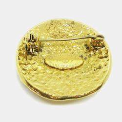 Pre Owned Chanel Medallion Brooch Pin Gold