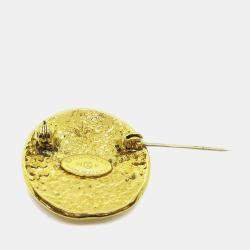 Pre Owned Chanel Medallion Brooch Pin Gold