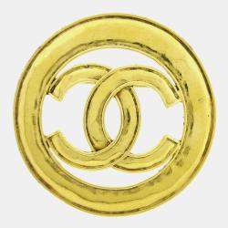 Pre Owned Chanel Medallion Brooch Pin Gold