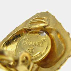 مملوكة مسبقًا Chanel Quilted Bow Dangle Earrings Clip-On Gold