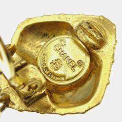 مملوكة مسبقًا Chanel Quilted Bow Dangle Earrings Clip-On Gold