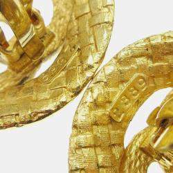 Pre Owned Chanel Button Earrings Clip-On Gold