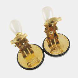 مملوكة مسبقًا Chanel Artificial Pearl Dangle Earrings Clip-On Black