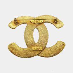 Pre Owned Chanel Cc Brooch Pin Gold