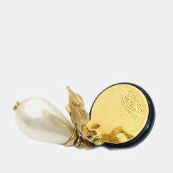 Pre Owned Chanel Artificial Pearl Dangle Earrings Clip-On Gold