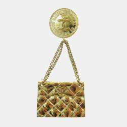 Pre Owned Chanel Bag Brooch Pin Gold