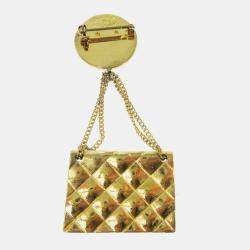 مملوكة مسبقًا Chanel Bag Brooch Pin Gold