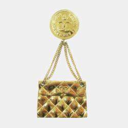 مملوكة مسبقًا Chanel Bag Brooch Pin Gold