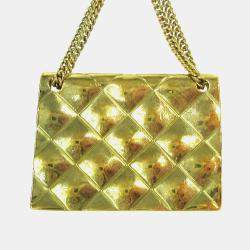 Pre Owned بروش شانيل حقيبة دبوس ذهبي