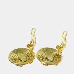 مملوكة مسبقًا Chanel Button Earrings Clip-On Gold
