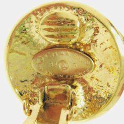 Pre Owned Chanel Button Earrings Clip-On Gold