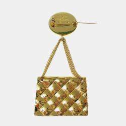 Pre Owned Chanel Bag Brooch Pin Gold