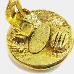 Pre Owned Chanel Button Earrings Clip-On Gold