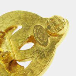 Pre Owned أقراط شانيل قلب مشبك ذهبي