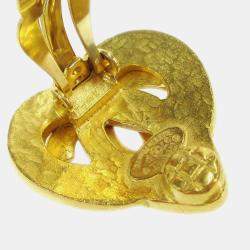 Pre Owned أقراط شانيل قلب مشبك ذهبي