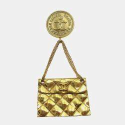 مملوكة مسبقًا Chanel Bag Brooch Pin Gold