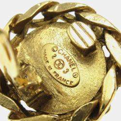 مملوكة مسبقًا أقراط شانيل راينستون كليب اون لون ذهبي