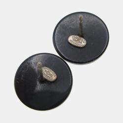 مملوكة مسبقًا Chanel Button Pierced Earrings Rhinestone Black