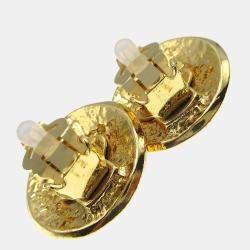 مملوكة مسبقًا Chanel Button Earrings Clip-On Gold