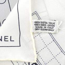Pre Owned Chanel Icon Scarf White Small Good