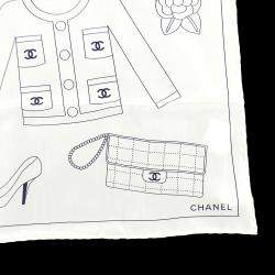 Pre Owned Chanel Icon Scarf White Small Good