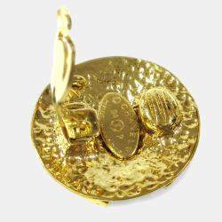 Pre Owned Chanel Button Earrings Clip-On Gold