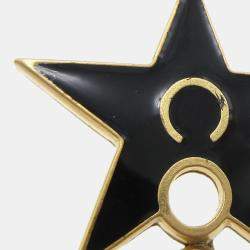 Pre Owned Chanel Star Brooch Pin Black