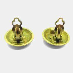 Pre Owned Chanel Button Earrings Clip-On Gold
