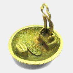 Pre Owned Chanel Button Earrings Clip-On Gold
