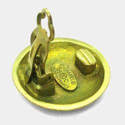 Pre Owned Chanel Button Earrings Clip-On Gold