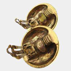 Pre Owned أقراط شانيل بزر حجارة بيجو بملقط 23 ذهبية اللون