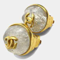 مملوكة مسبقًا أقراط شانيل زر مشبك بلون ذهبي