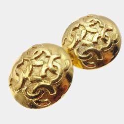 مملوكة مسبقًا أقراط شانيل الزر مشبك ذهبية اللون