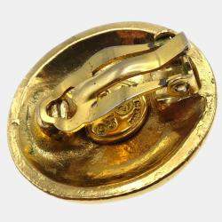 مملوكة مسبقًا أقراط شانيل الزر مشبك ذهبية اللون