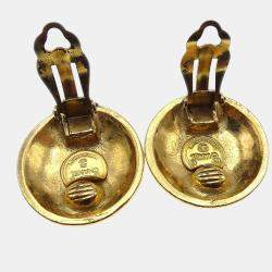 مملوكة مسبقًا أقراط شانيل الزر مشبك ذهبية اللون