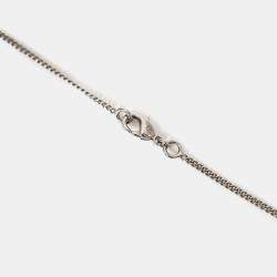 Pre Owned عقد قلادة شانيل CC لؤلؤة مزيفة فضية اللون