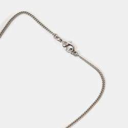 مملوكة مسبقًا قلادة شانيل F12 نغمة فضية مزينة بالكريستال بحرفي سي سي مزدوجين