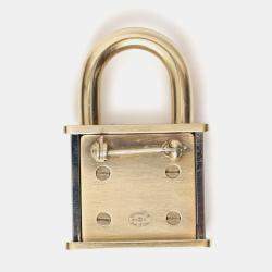 Pre Owned Chanel Gold Tone CC Padlock Brooch