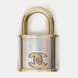 Pre Owned Chanel Gold Tone CC Padlock Brooch