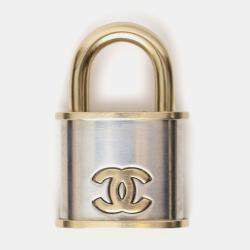 Pre Owned Chanel Gold Tone CC Padlock Brooch