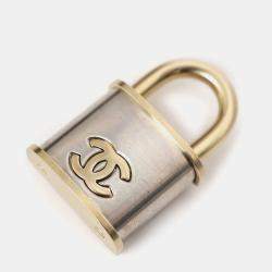 Pre Owned Chanel Gold Tone CC Padlock Brooch