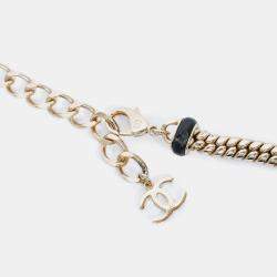 مملوكة مسبقًا Chanel 2021 Silver Tone/Black Leather Necklace