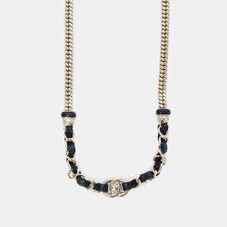 مملوكة مسبقًا Chanel 2021 Silver Tone/Black Leather Necklace