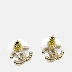 Pre Owned أقراط شعار شانييل مطلية بالذهب