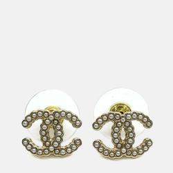 Pre Owned أقراط شعار شانييل مطلية بالذهب